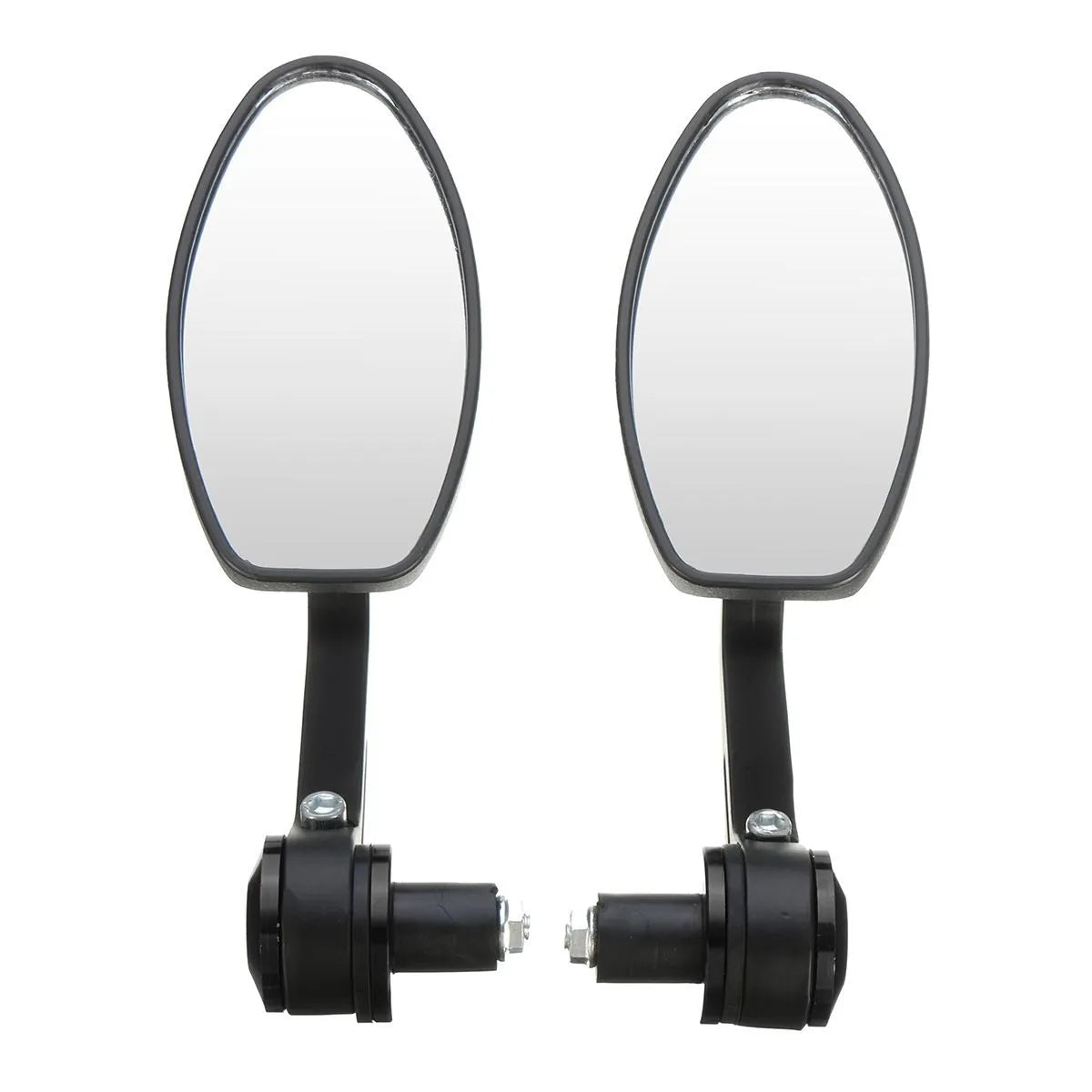 Pair of universal 7/8 inch motorcycle bar end mirrors with 190mm convex anti-glare lens and aluminium body, available in multiple colours