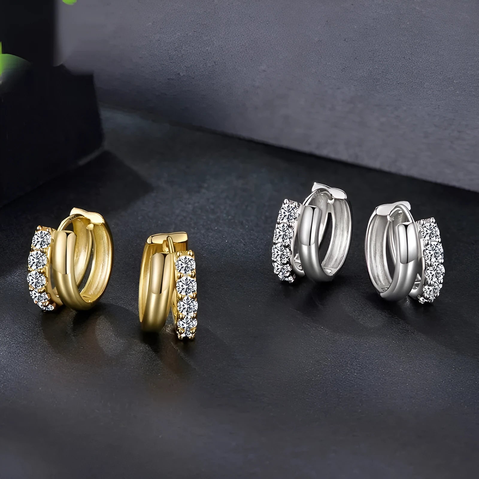 925 silver Ziyun double layer moissanite ear clip in silver finish with certificate