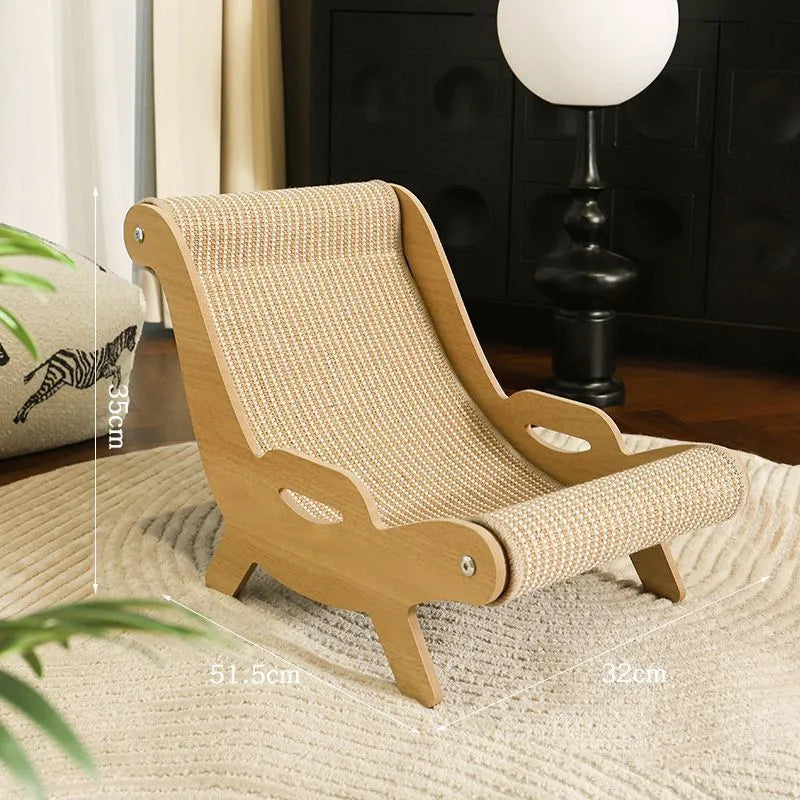 Large sisal cat recliner with hemp cushion and replaceable pad, placed in a cage