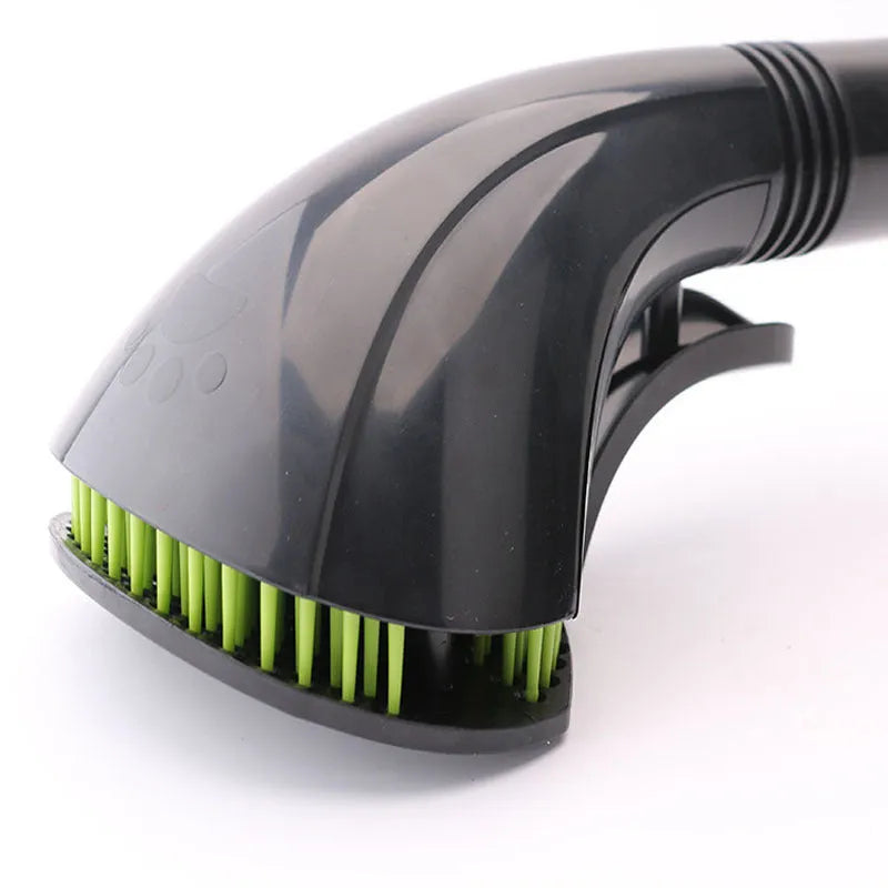 Black and green pet grooming brush with TPE bristles and ABS handle for loose hair removal
