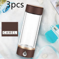 380ml hydrogen water ionizer bottle, 22cm x 7cm, glass or PC body, Black Blue Camel Red Silver
