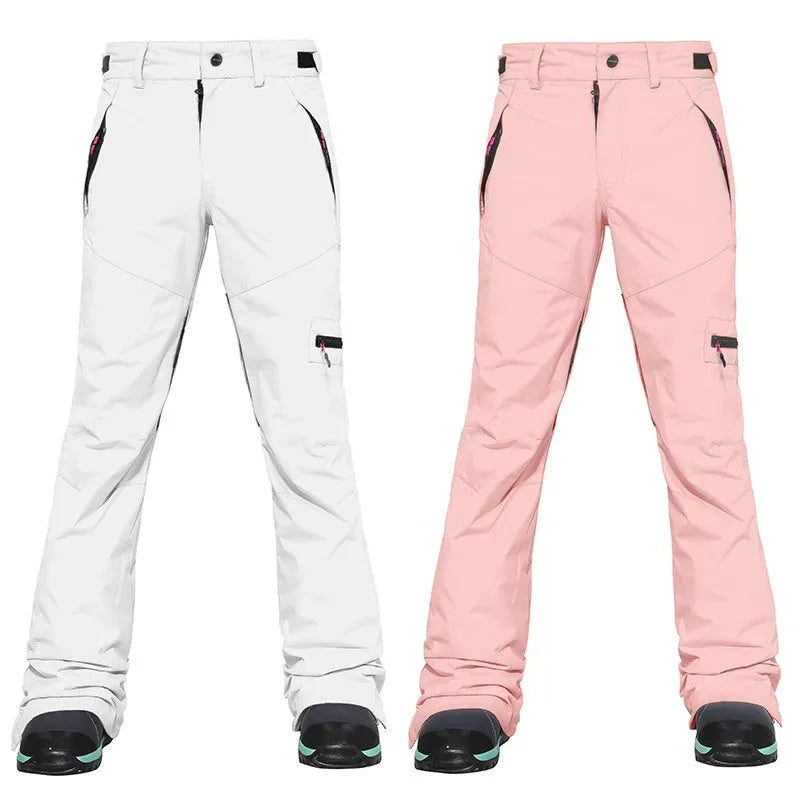 Ski pants in purple with slim fit, nylon shell, and 10000mm waterproof rating