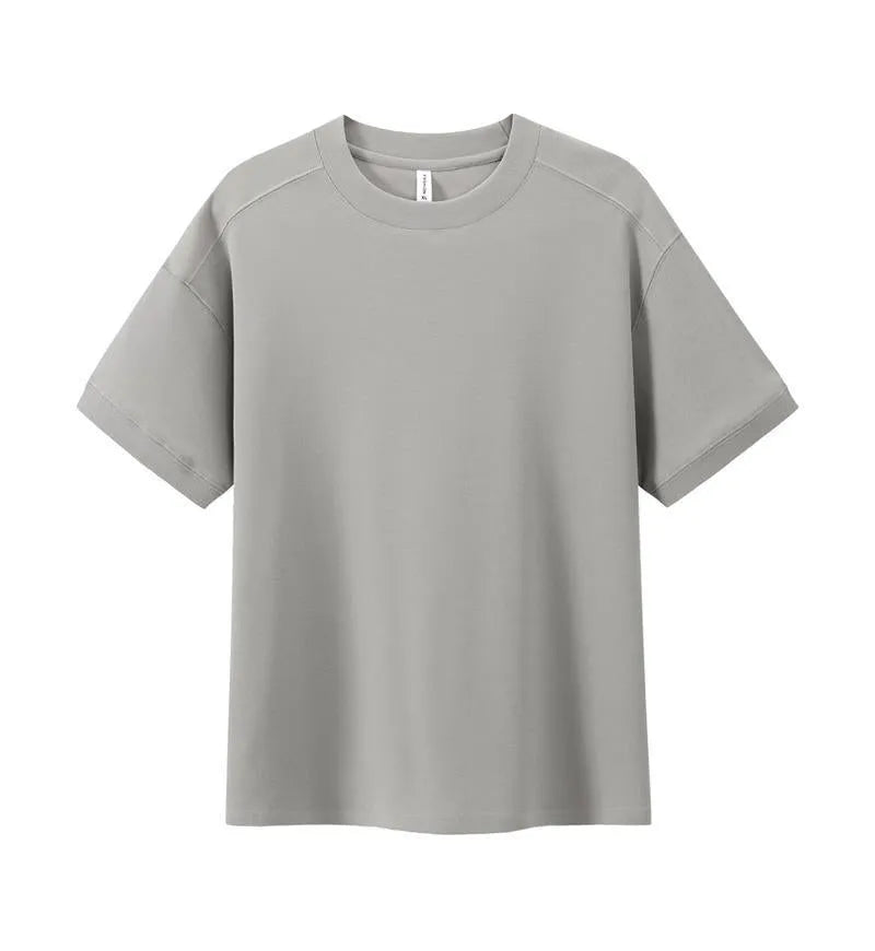 Men's loose fit short sleeve cotton pique t-shirt on a hanger in a choice of colours.