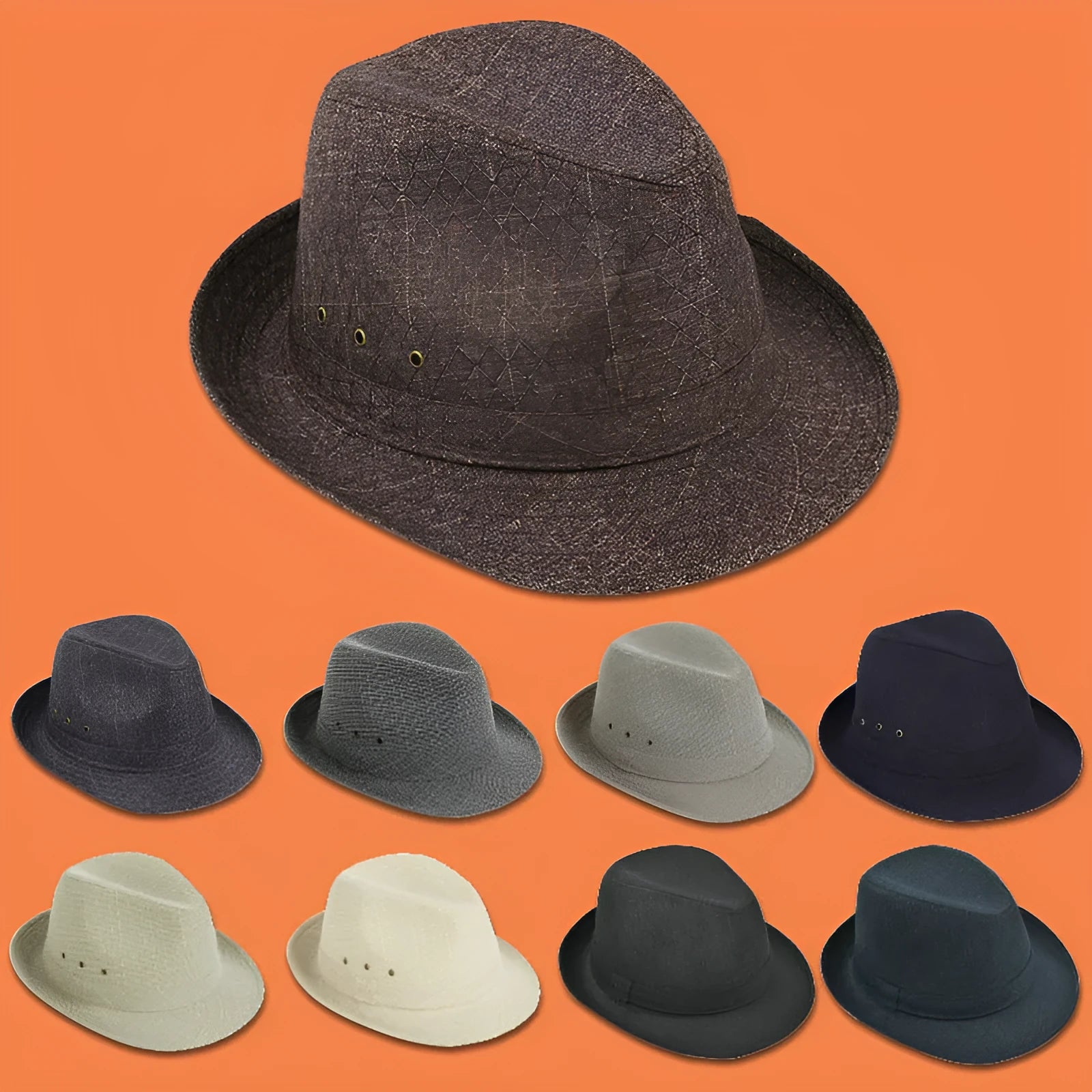 A classic fedora hat for men shown in a dark colour, displaying its structured crown and brim.