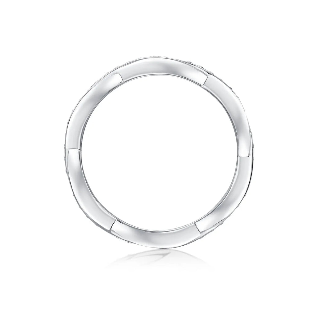 Moissanite wedding ring set in S925 silver with platinum plating, sizes 5-9, includes GRA certificate and gift box.