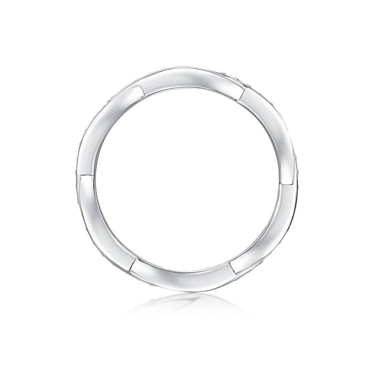 Moissanite wedding ring set in S925 silver with platinum plating, sizes 5-9, includes GRA certificate and gift box.