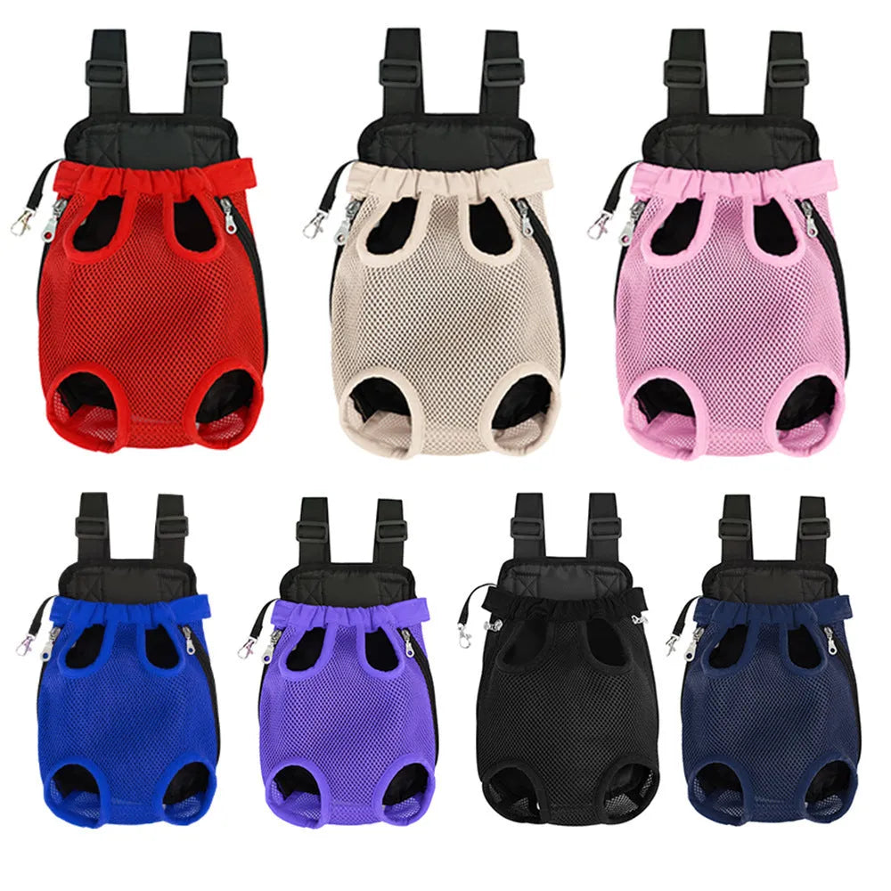 Mesh pet backpack for small and medium dogs and cats, polyester carrier with 25cm to 42cm back length