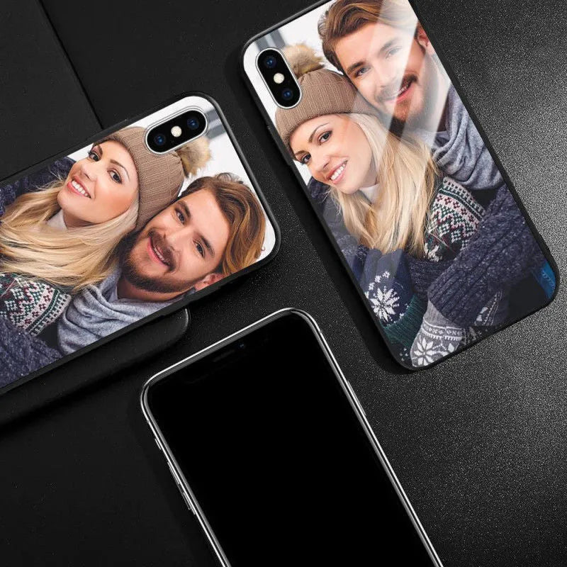 Custom patterned ultra-thin protective case for Apple iPhone models with raised camera and screen edges.