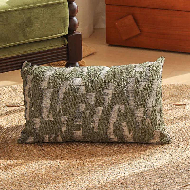 45cm square jacquard cushion cover with detailed floral pattern in retro Nordic style, shown in one of eight available colours.