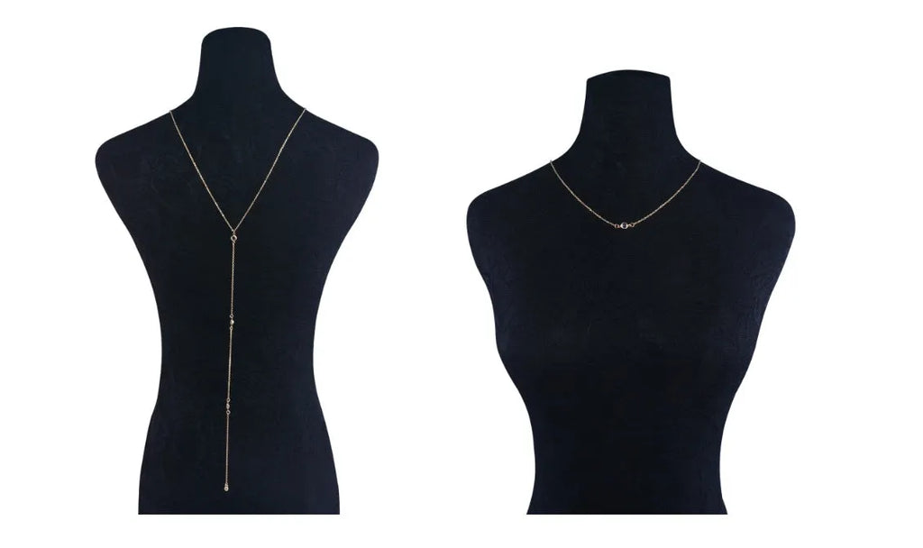 Women's necklace with geometric artificial crystal pendant and plated alloy snake bone chain in gold or silver tone