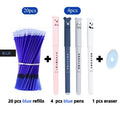 0.5mm erasable plastic pen in black blue red colours with refill and nib set options