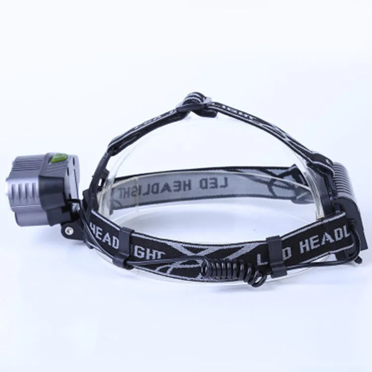 Outdoor camping headlamp with strong focus light showing 300-500 metre range capability