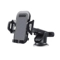 Black adjustable car phone holder for 4 to 7 inch smartphones mounted on car dashboard