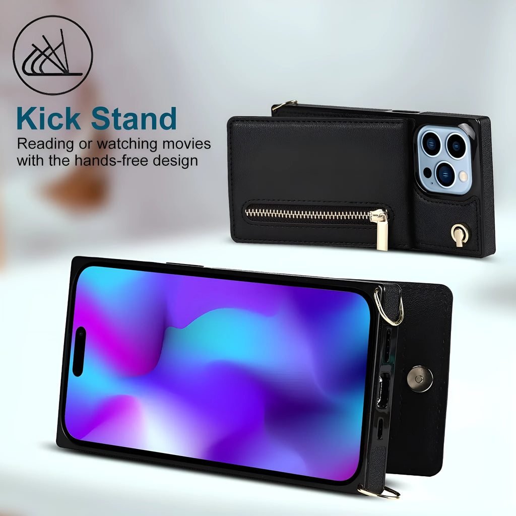 Personality crossbody rope phone case for iPhone with TPU/PU shockproof protection and long lanyard