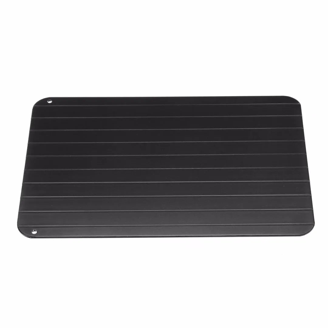Black aluminium quick defrosting tray for thawing frozen meat without electricity