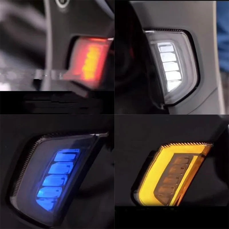 Pair of LED turn signal lights for Yamaha NMAX155 scooter in blue-yellow colour.