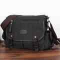 Canvas male postman crossbody backpack in grey black with logo retro style