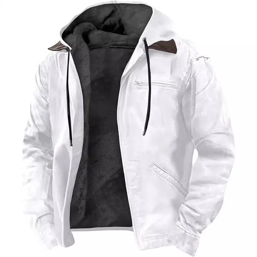 Men's hooded zip cotton-padded jacket with digital print pattern in Type A colour option