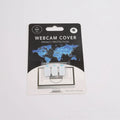 Plastic camera privacy sticker in square 9.2x18mm size, black colour, on laptop webcam