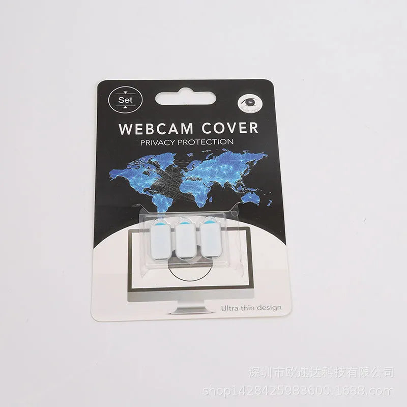 Plastic camera privacy sticker in square 9.2x18mm size, black colour, on laptop webcam
