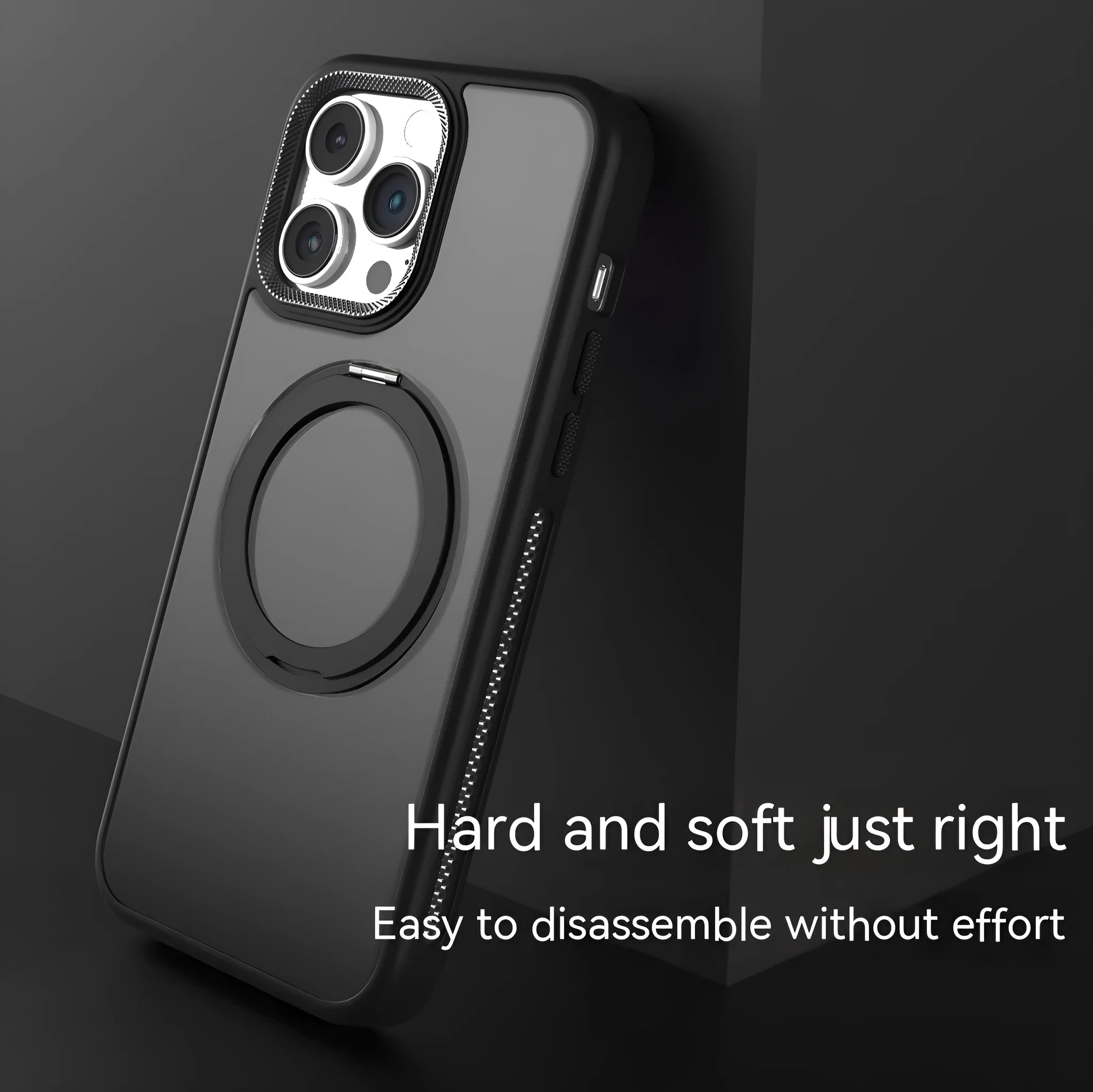 Magnetic rotating bracket silicone phone case for iPhone with frosted blue surface