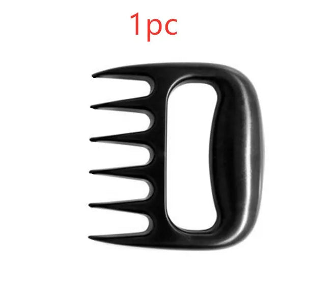 Black barbecue meat claw fork set with decorative patterns for meat shredding and food preparation