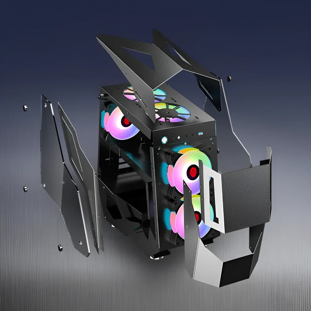 Full side tempered glass ATX computer case in pink or black, 410x218x438mm, with front USB 3.0 and HD Audio