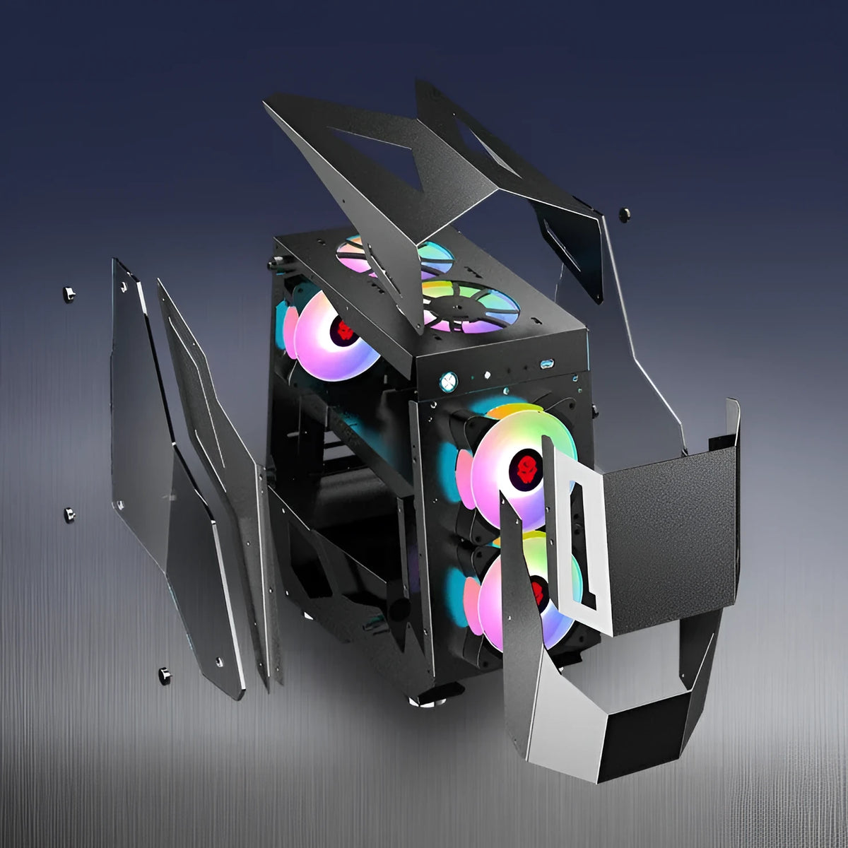 Full side tempered glass ATX computer case in pink or black, 410x218x438mm, with front USB 3.0 and HD Audio
