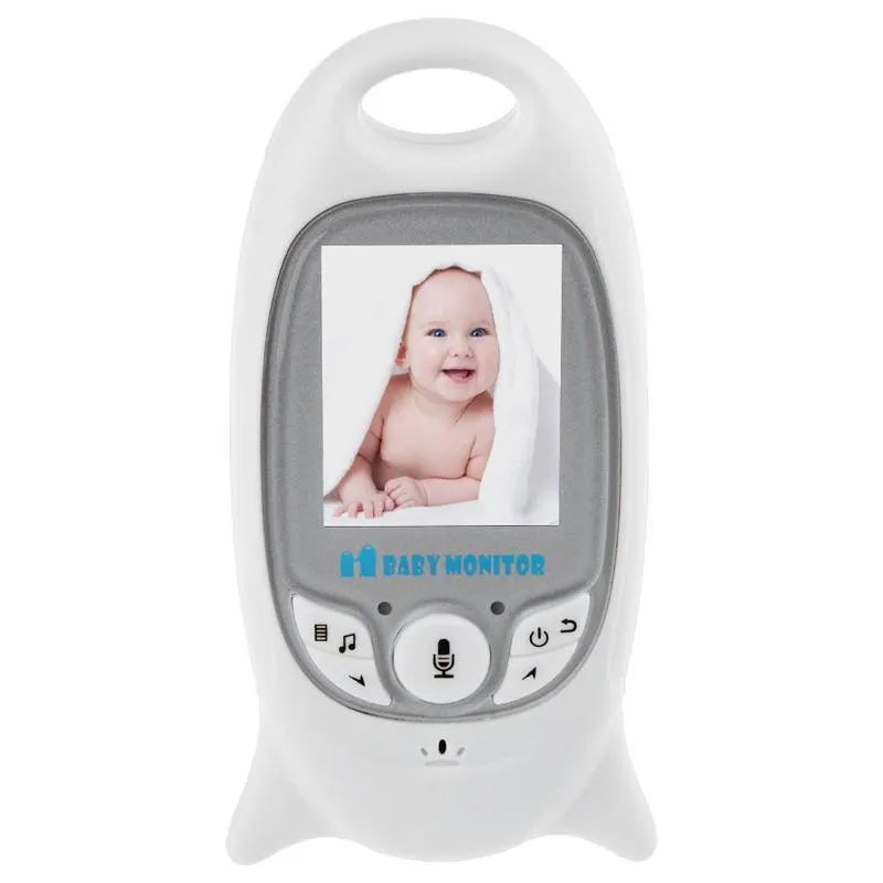 Wireless video baby monitor with 2 inch colour LCD, mini camera, night vision, and two-way intercom