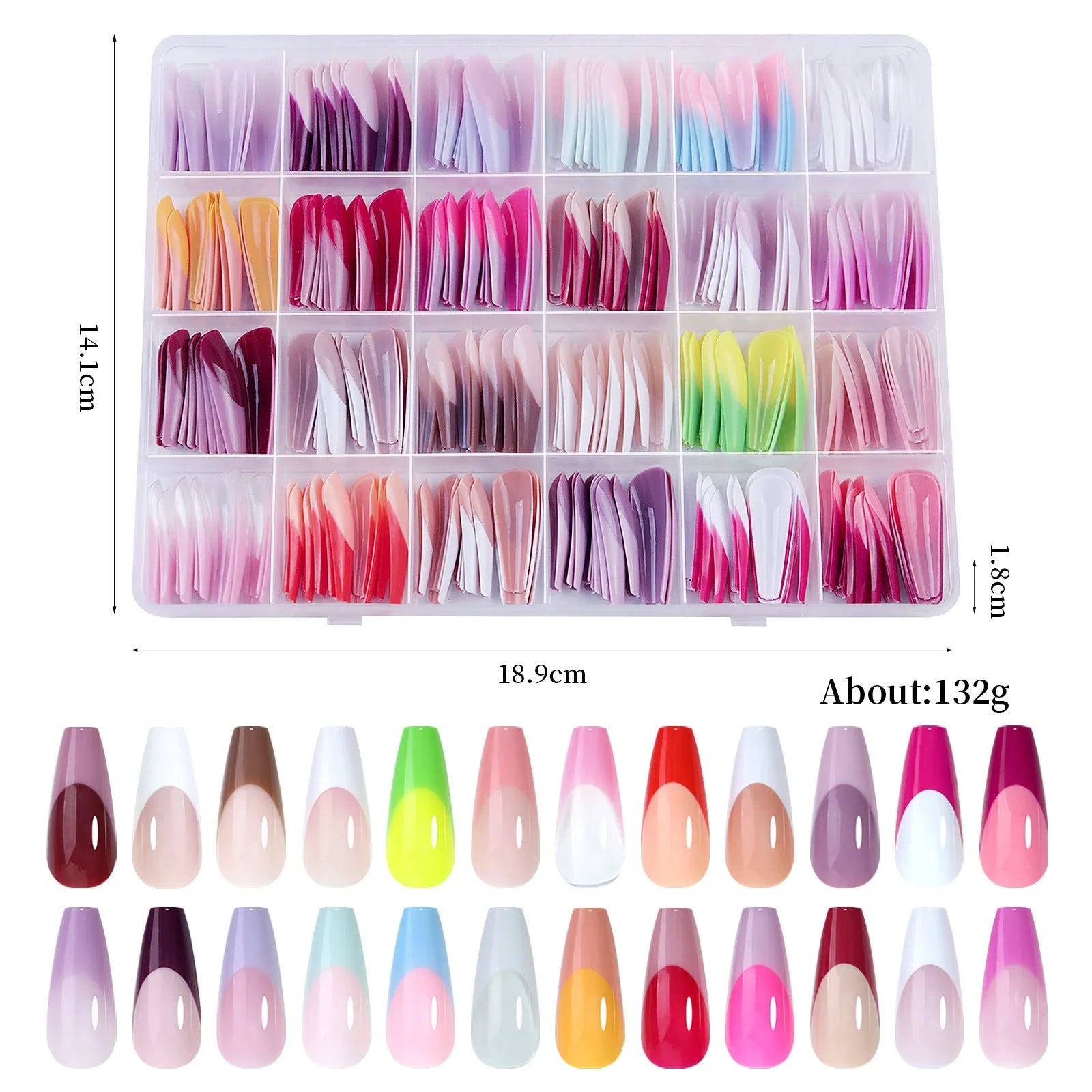 Box of 288 French wear style nail stickers with seamless removable adhesive designs