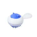 Automatic pet bath brush with soft gel massage tips in blue and orange colour options
