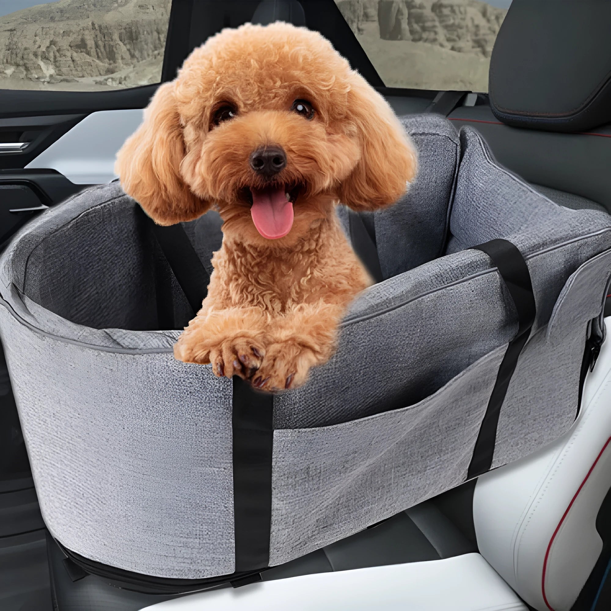 Outdoor portable dog kennel in blue cloth fabric with 25D sponge insulation.