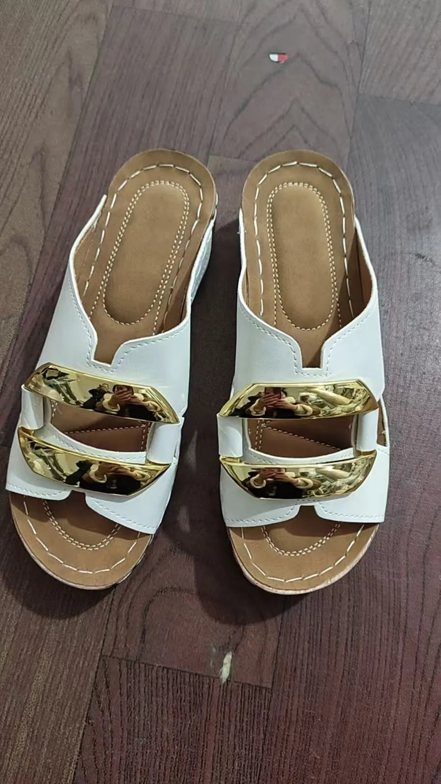 Roman style platform sandals in four colours with artificial PU upper and flat rubber sole
