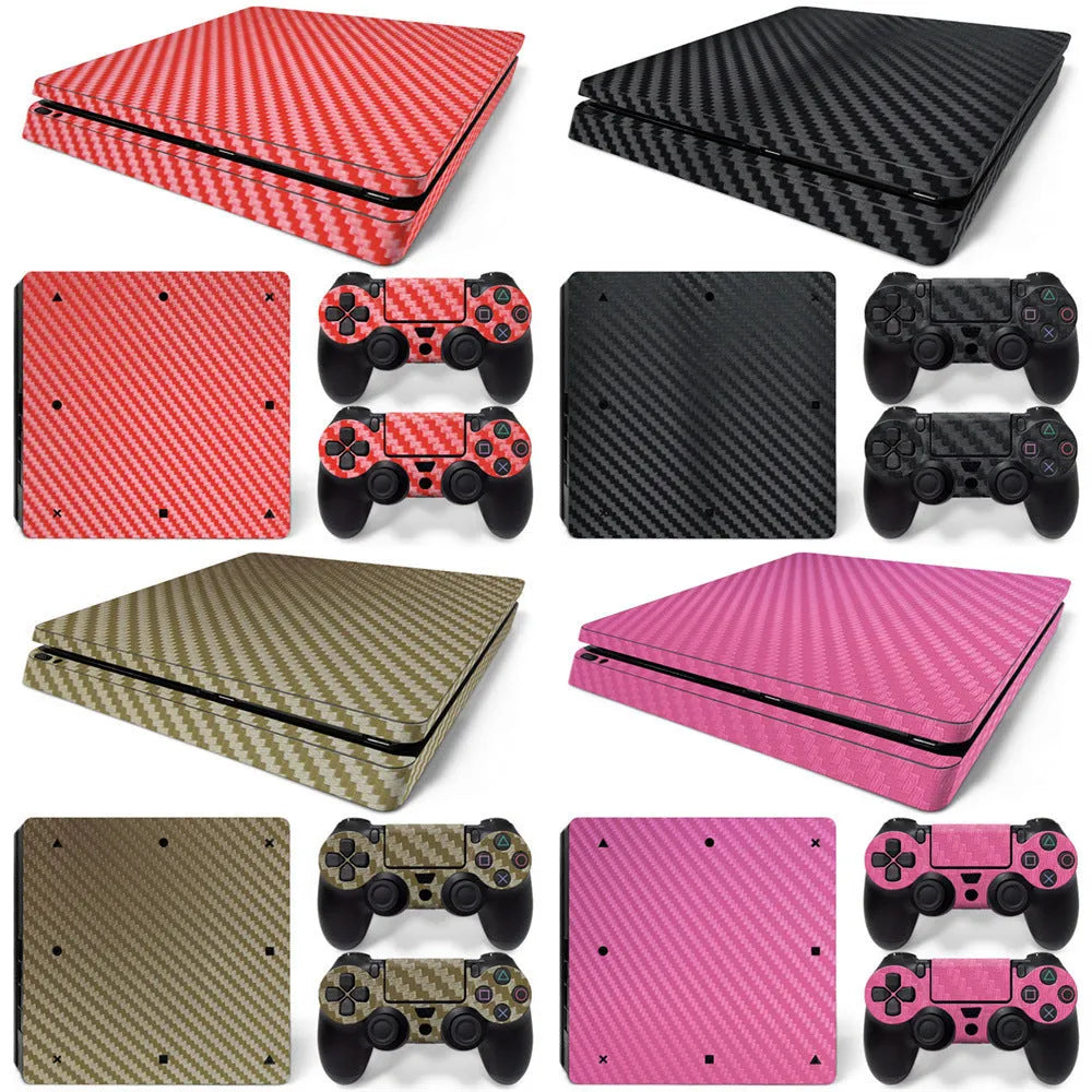 Game machine carbon fibre sticker for PS4 Slim in black carbon fibre colour with matte finish