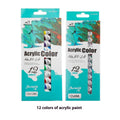 Full set of 12-colour artist paint tubes for acrylic, gouache, watercolour, and oil painting.