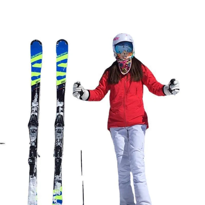 Fixed sewing skiing bandage strap with hook and loop closure in black, blue, pink, or red.