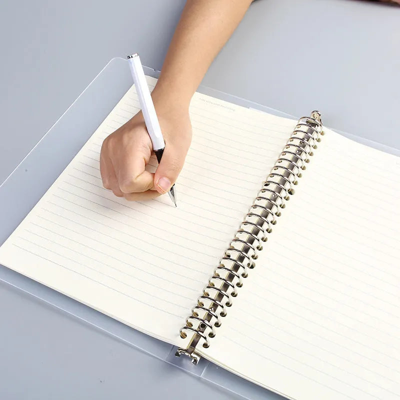 A5 26-hole loose-leaf binder notebook with PP matte cover and horizontal ruled paper