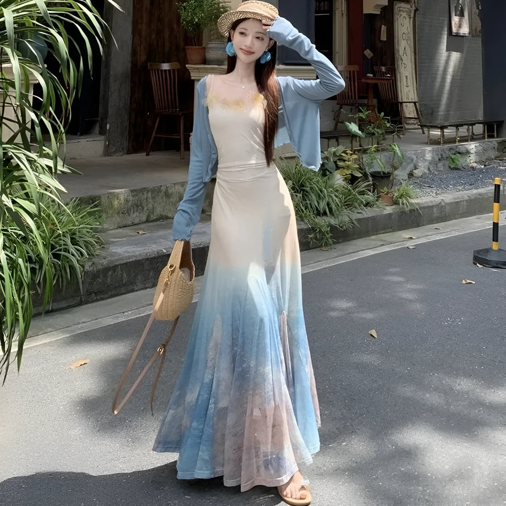 Sleeveless high waist fishtail midi dress in suspender dress colour, spandex fabric, sizes S M L