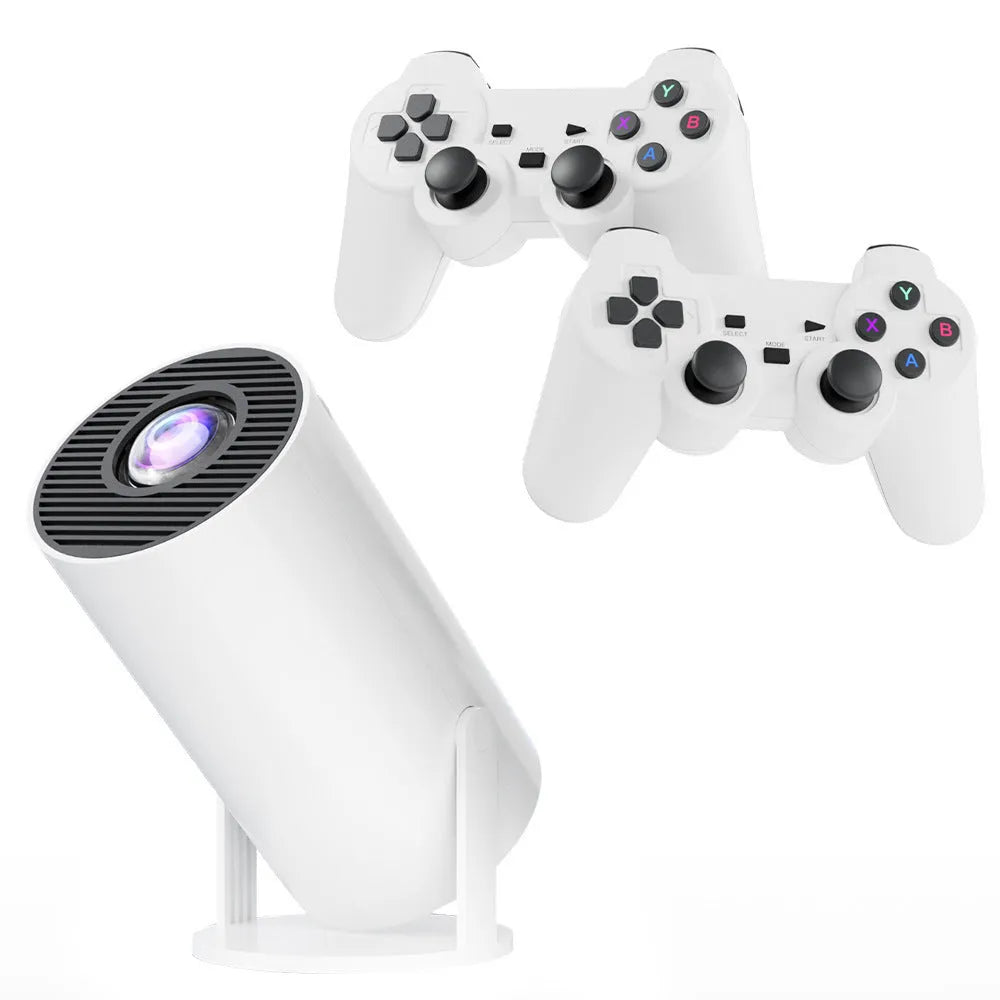 M300MAX portable projection game machine in white or red packaging with wireless gaming handles