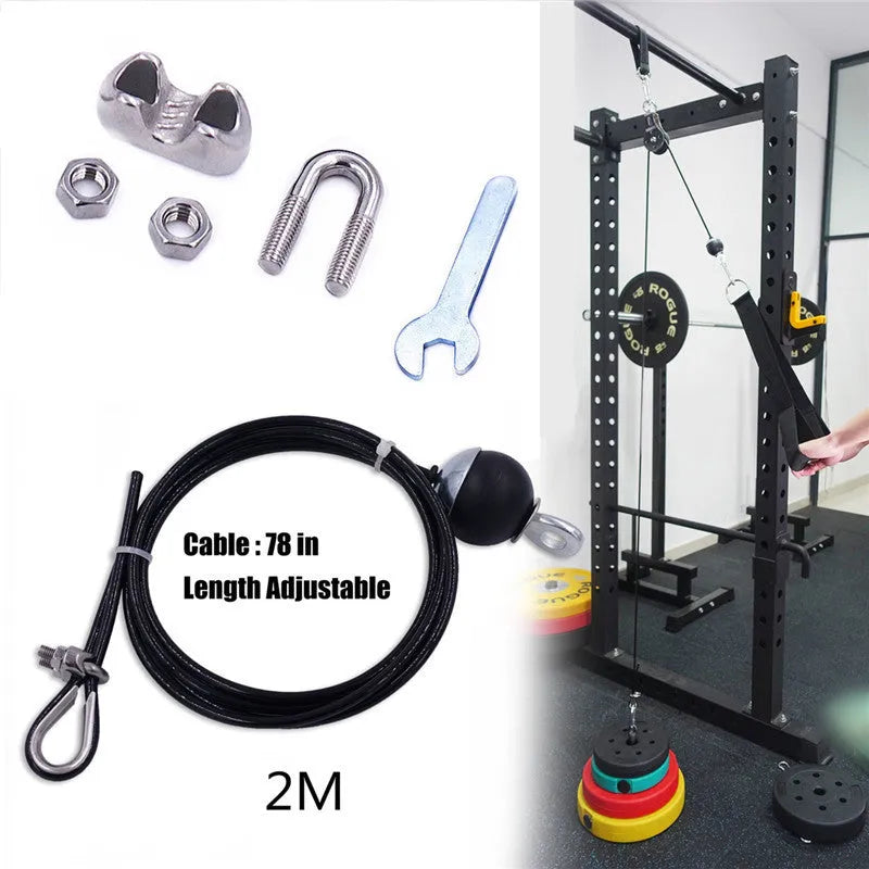 Black 2m fitness equipment wire rope, 5mm thick, steel wire and PU cable for strength training devices