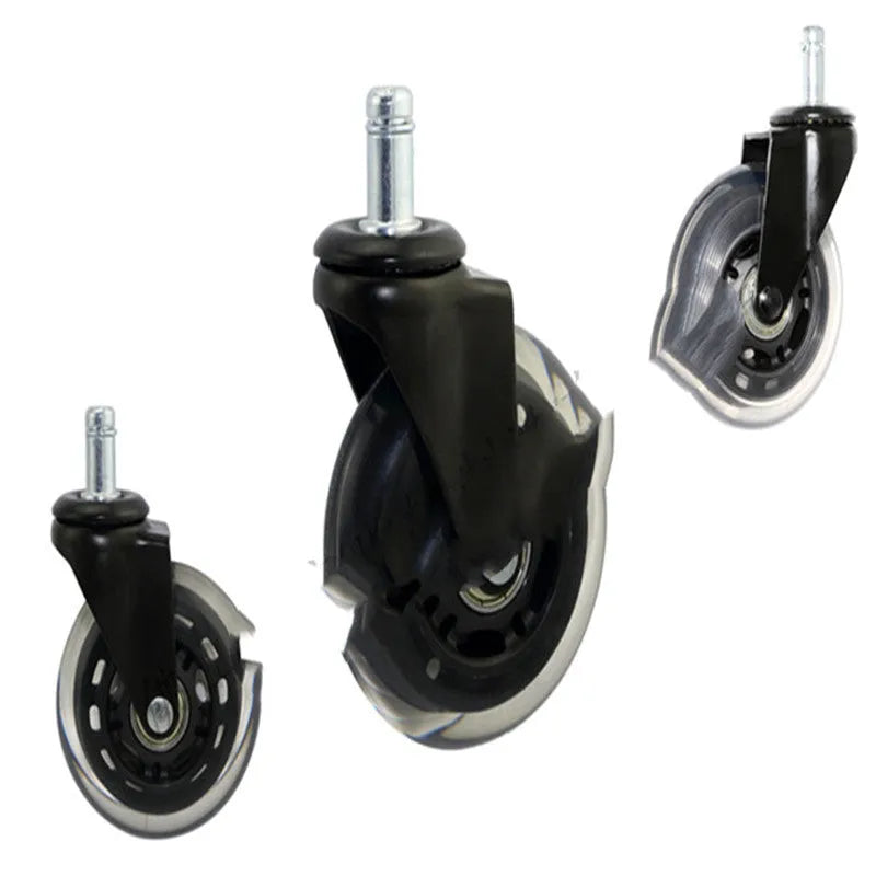 Benyu 2.5 inch black transparent furniture caster wheel with rubber tyre and metal stem
