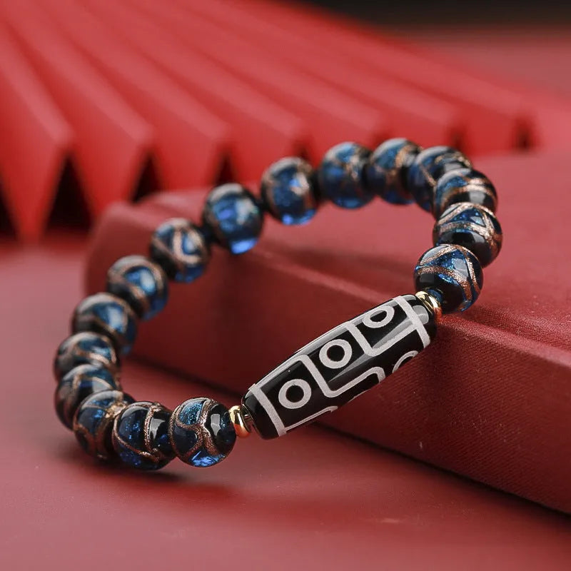 Handmade coloured glaze bracelet with snake pattern and multi-coloured beads in Chinese style