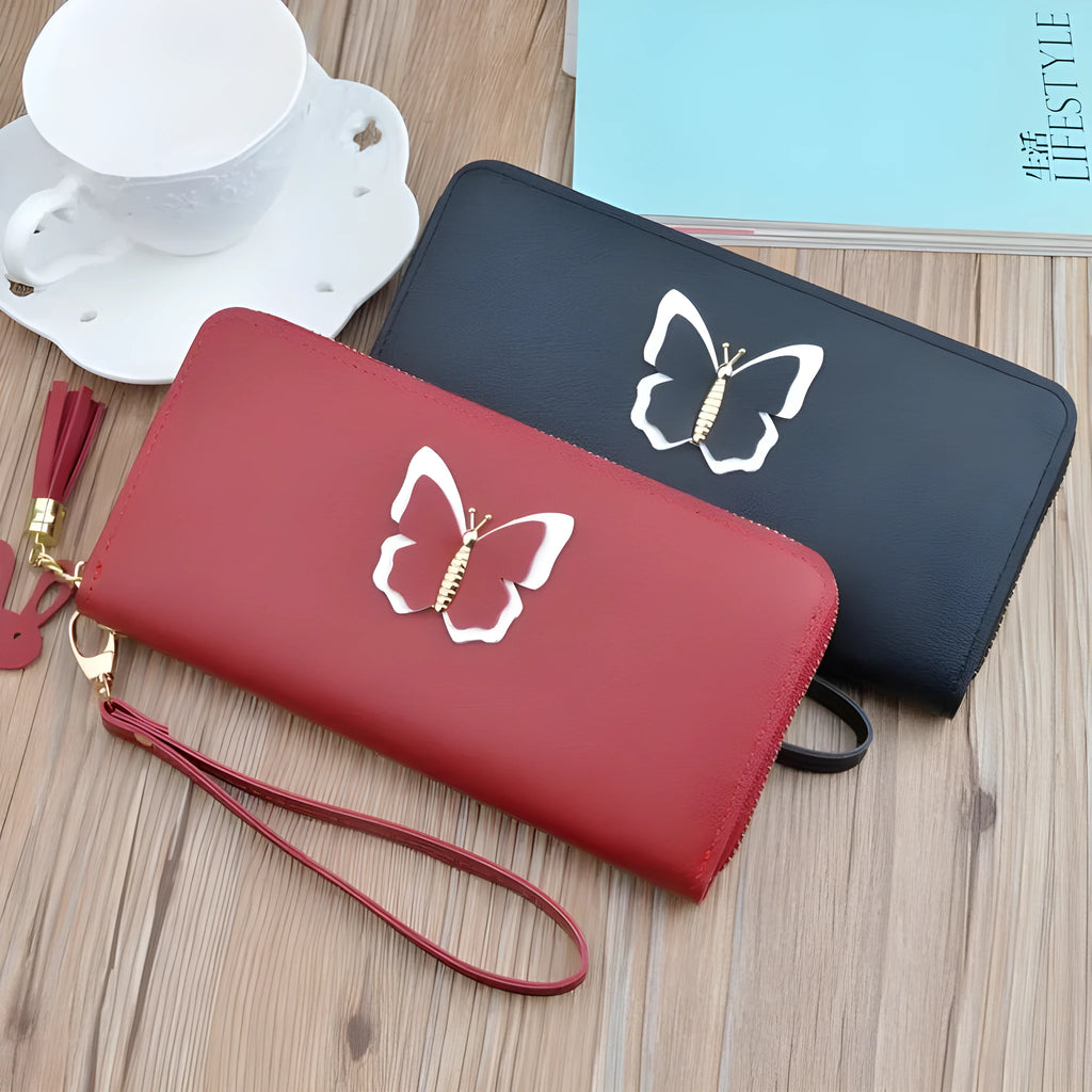 Women's long zip wallet in pu leather, size 19.5cm, multiple colour options including green and blue
