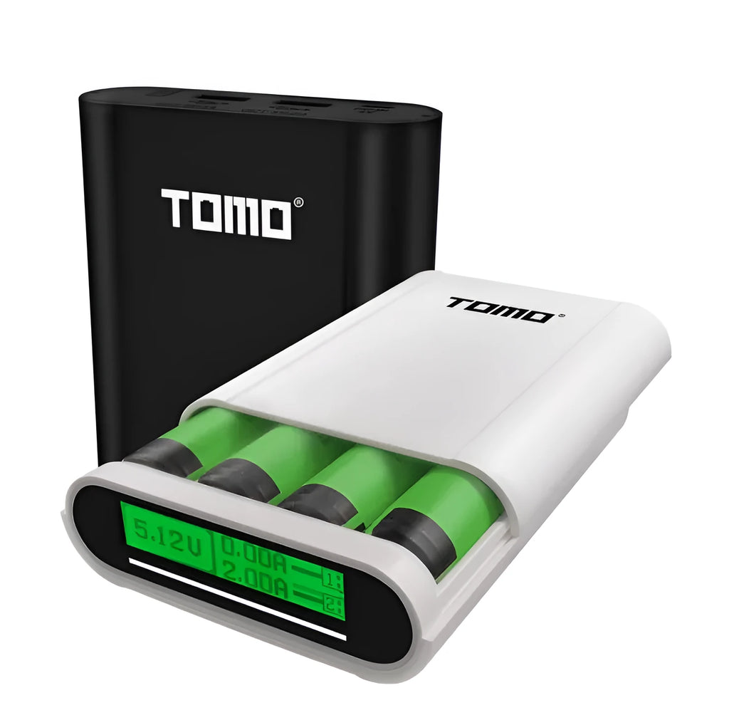 DIY mobile power box for 18650 batteries with LCD screen, black or white casing