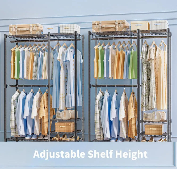 Black metal floor storage rack for clothes trousers and ties organisation