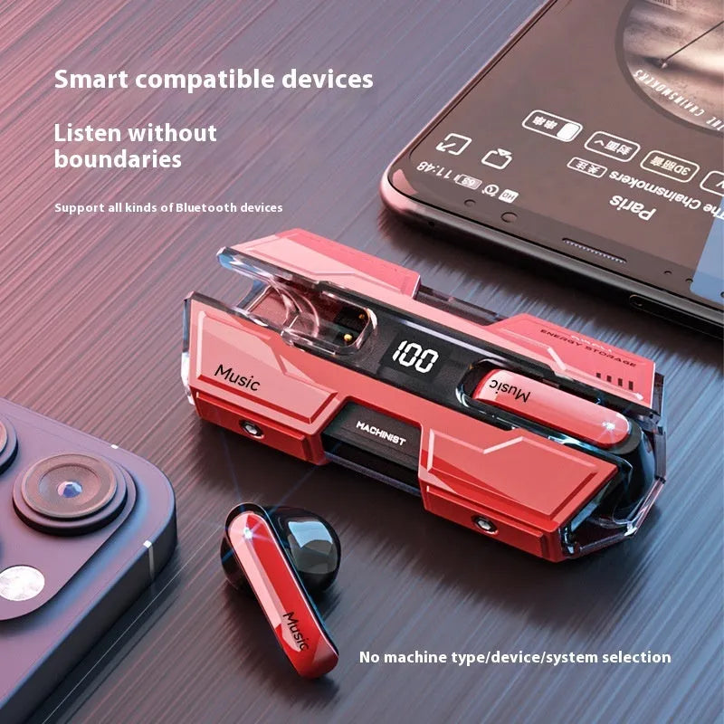 Armor Bluetooth headset in black, PC ABS material, with USB charging cable and 10-metre range