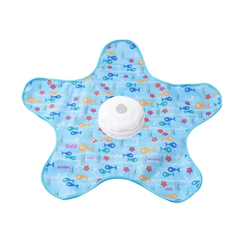 Electric cat hunting cover toy in PP, blue-fish or white-seaweed design, one set