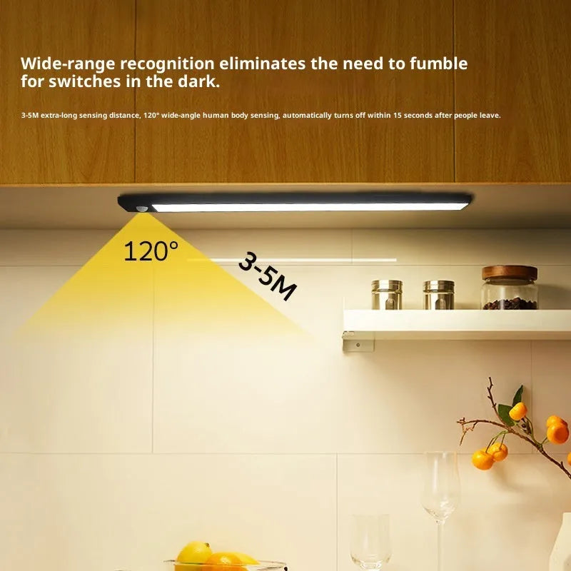 30cm silver smart LED strip light with human sensor for wardrobe and cupboard lighting