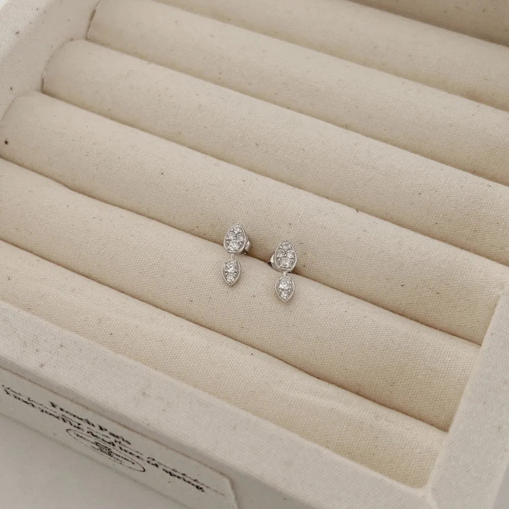 S925 sterling silver stud earrings for women with geometric shape, electroplated finish, and white colour