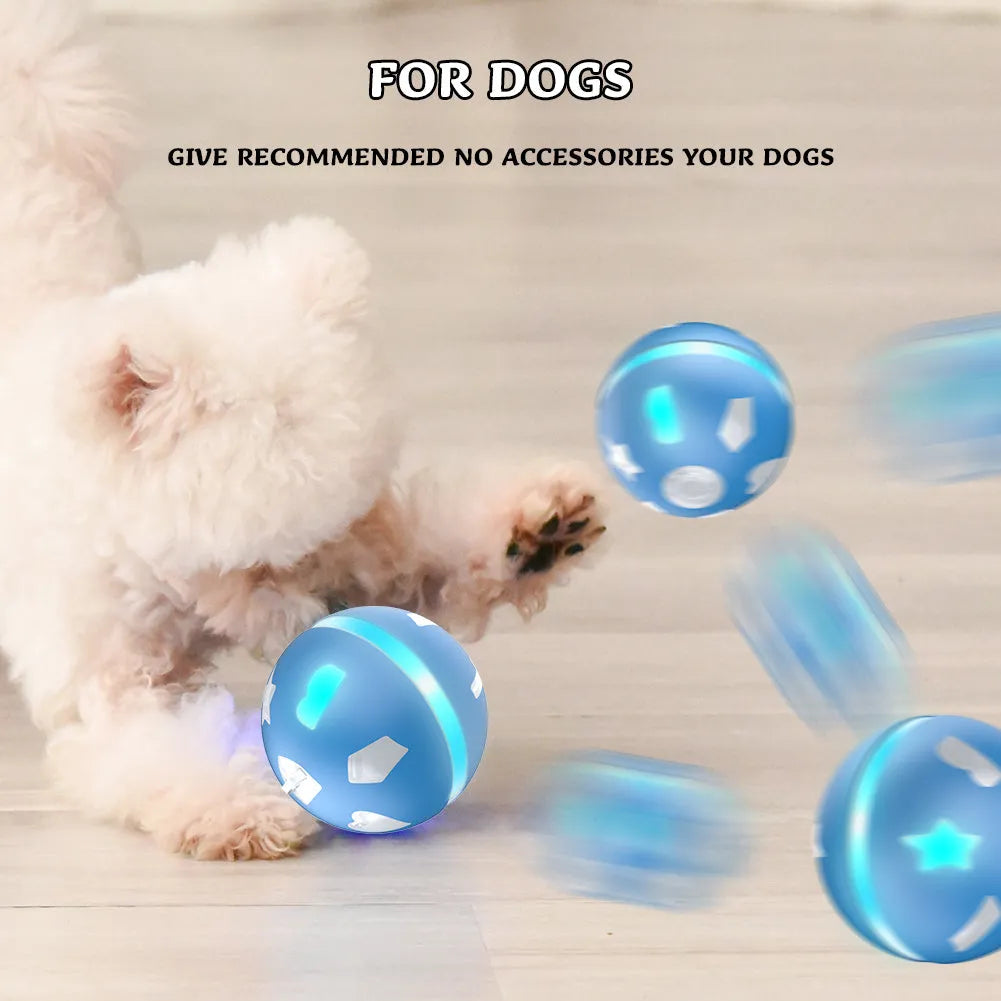 Blue smart electric pet ball with automatic induction, USB rechargeable, 7.2 cm size, for small dogs and cats